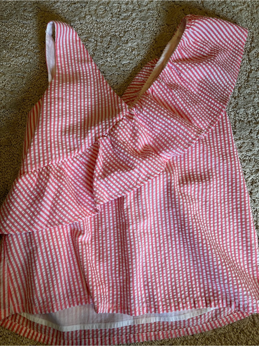 Pink and White Striped Ruffle Tank Top 00 VINEYARD VINES EUC